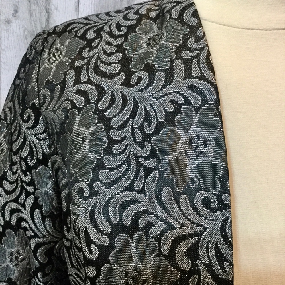 Brocade Evening Jacket Black Silver Sz 4P JR NITES - Picture 3 of 8